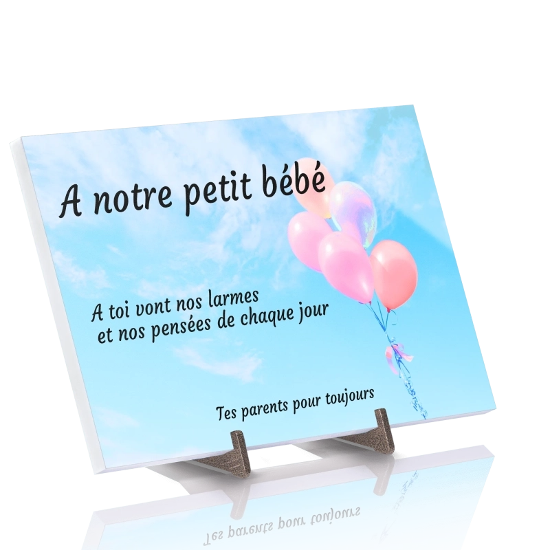 Plaque Funéraire Ballons en Pierre Acrylate