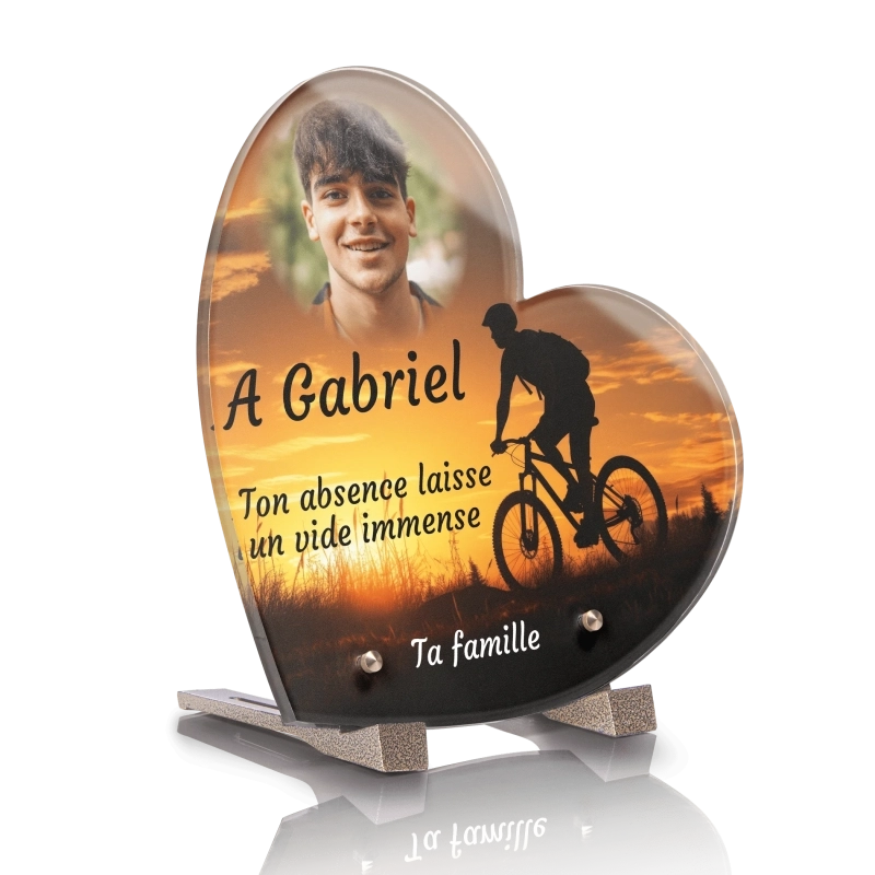 Plaque Funéraire Coeur Vélo VTT