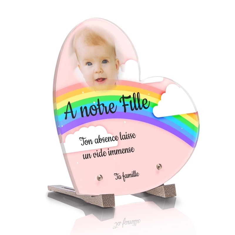 Plaque Funéraire Coeur Enfant Arc en Ciel 2 Plaque Funéraire Coeur Enfant Arc en Ciel 2