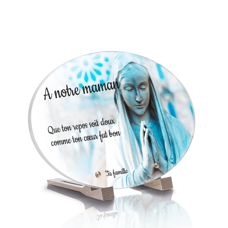 Plaque Funéraire Ovale Vierge Marie