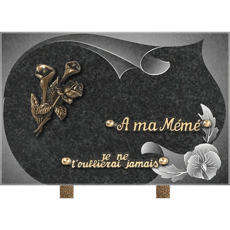 Plaque funéraire granit Bouquet 30x20cm (standard)