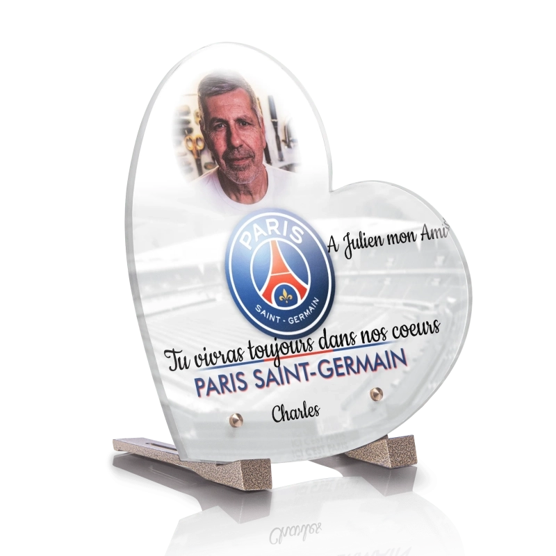 Plaque Funéraire Coeur Foot PSG