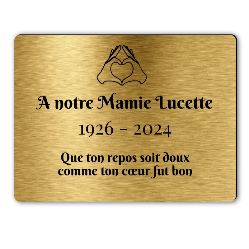 Plaque Funéraire Rectangle Gravée Coeur Mains Plaque Funéraire Rectangle Gravée Coeur Mains