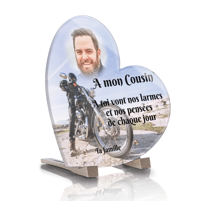 Plaque Funéraire Coeur Moto 2