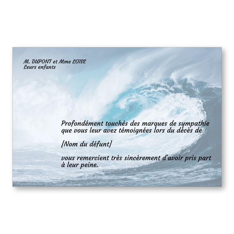 Carte de Remerciement Décès Océan Vague 2 Carte de Remerciement Décès Océan Vague 2
