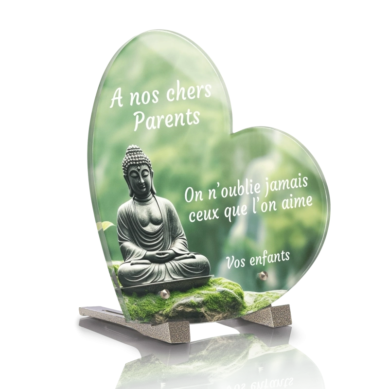Plaque Funéraire Coeur Zen Bouddha