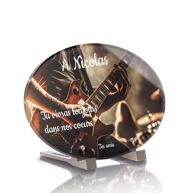 Plaque Funéraire Ovale Rock Guitare Plaque Funéraire Ovale Rock Guitare