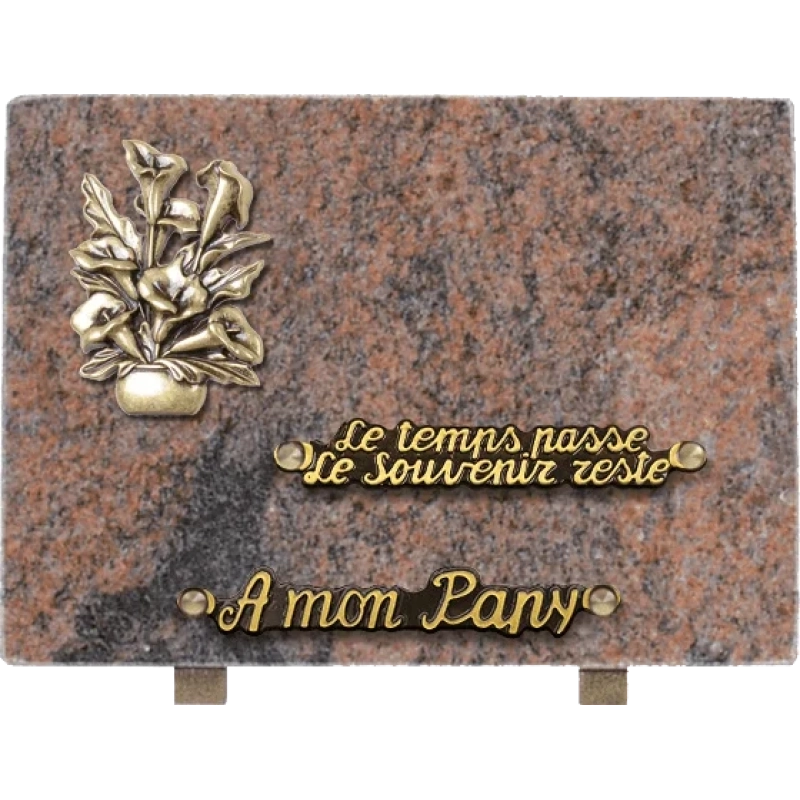 Plaque funéraire granit Fleurs Bouquet 25x18cm (moyen)