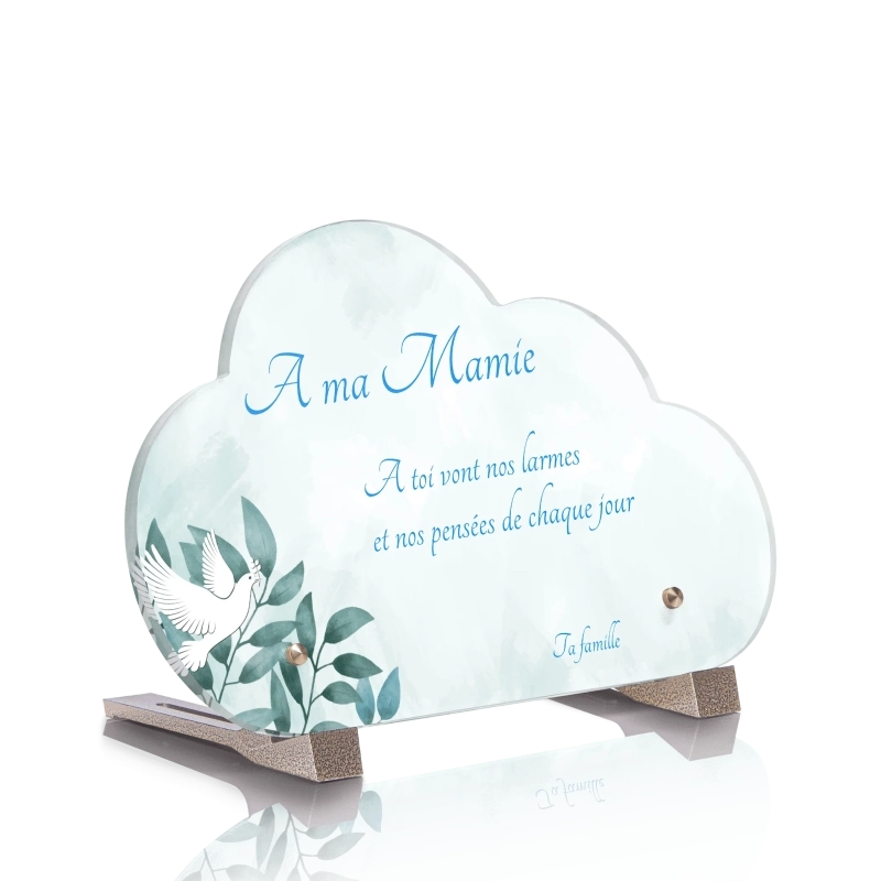 Plaque Funéraire Nuage Colombe feuille Plaque Funéraire Nuage Colombe feuille