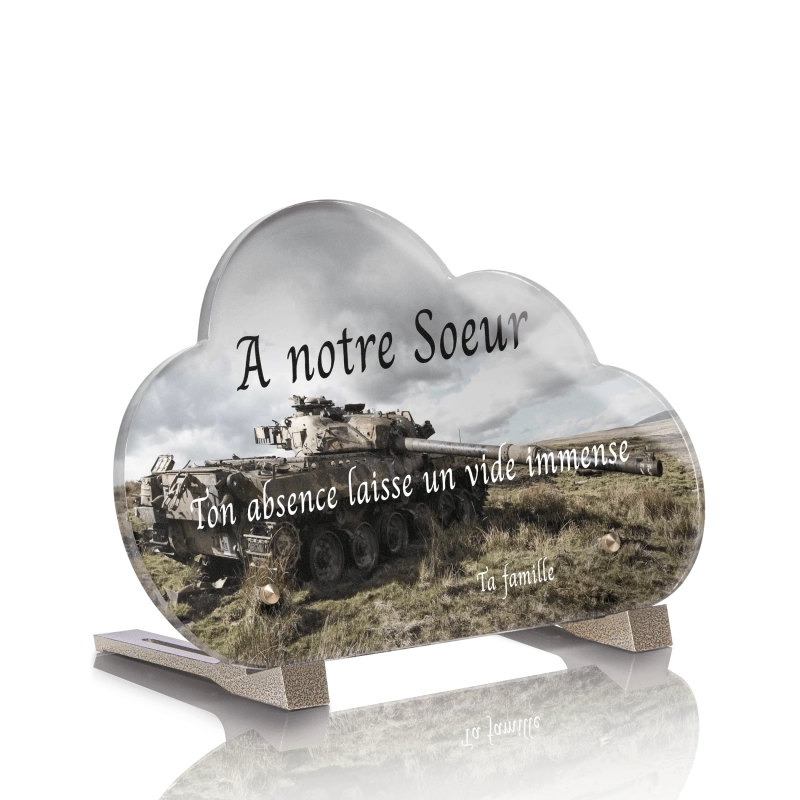 Plaque Funéraire Nuage Armée Tank