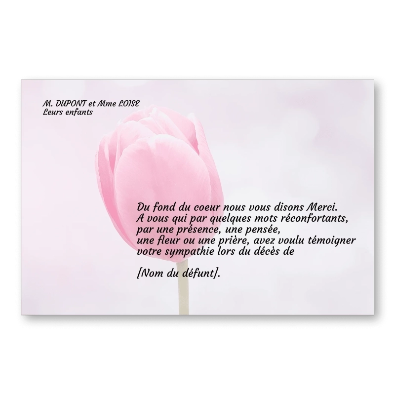 Carte de Remerciement Décès Tulipes Carte de Remerciement Décès Tulipes