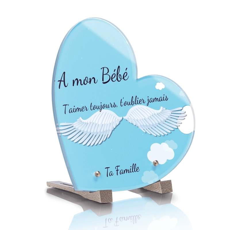 Plaque Tombale Bébé avec ailes Coeur