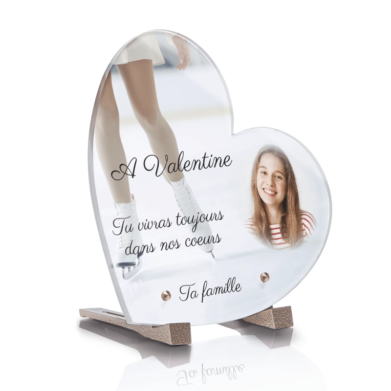 Plaque Funéraire Coeur Patins à Glace Plaque Funéraire Coeur Patins à Glace