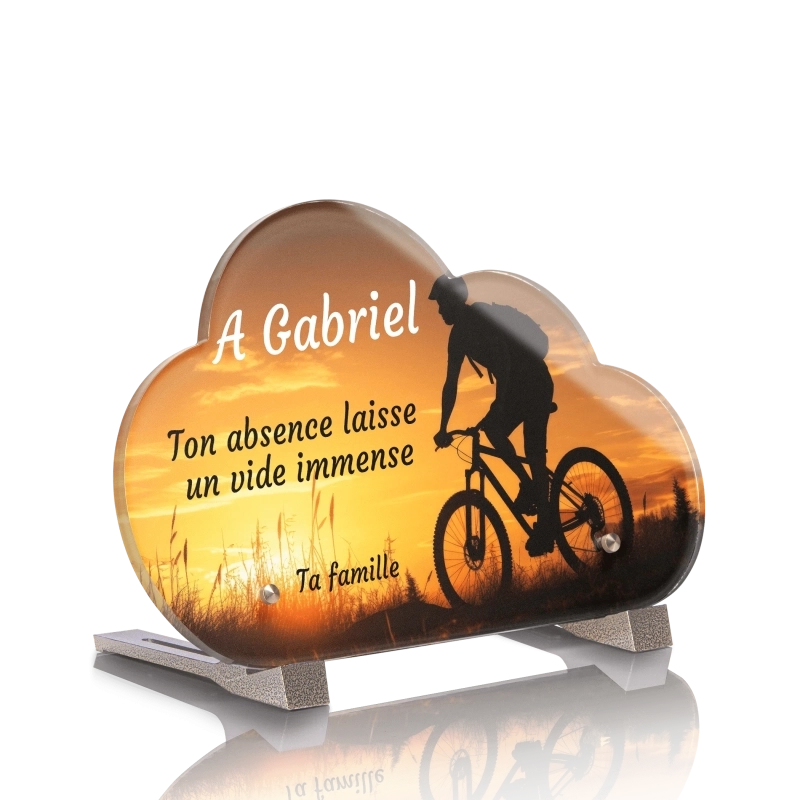 Plaque Funéraire Nuage Vélo VTT