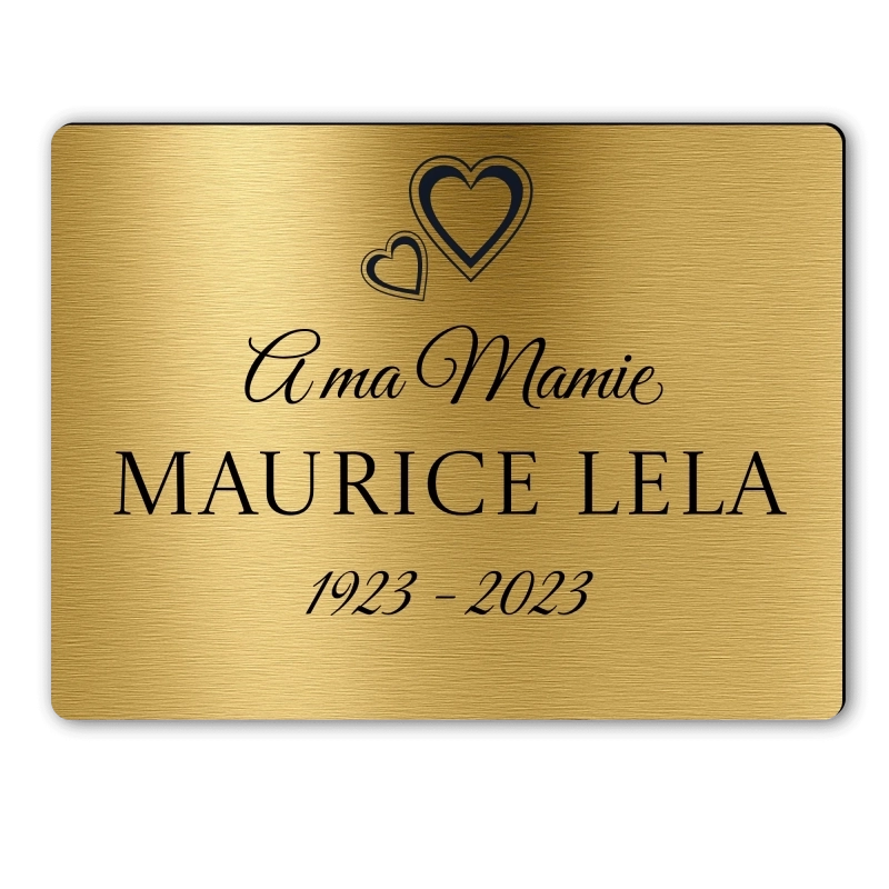Plaque Funéraire Rectangle Gravée Double coeurs Plaque Funéraire Rectangle Gravée Double coeurs