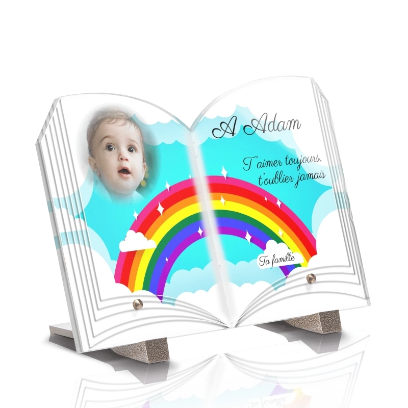 Plaque Funéraire Livre Enfant Arc en Ciel Plaque Funéraire Livre Enfant Arc en Ciel