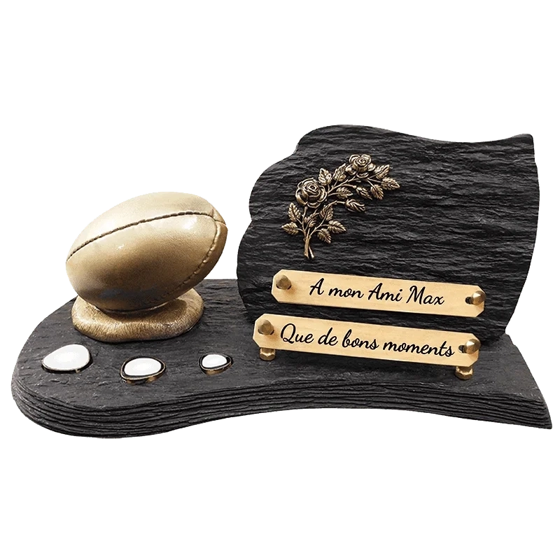 Plaque Funéraire Rugby en Schiste Acrylate Plaque Funéraire Rugby en Schiste Acrylate