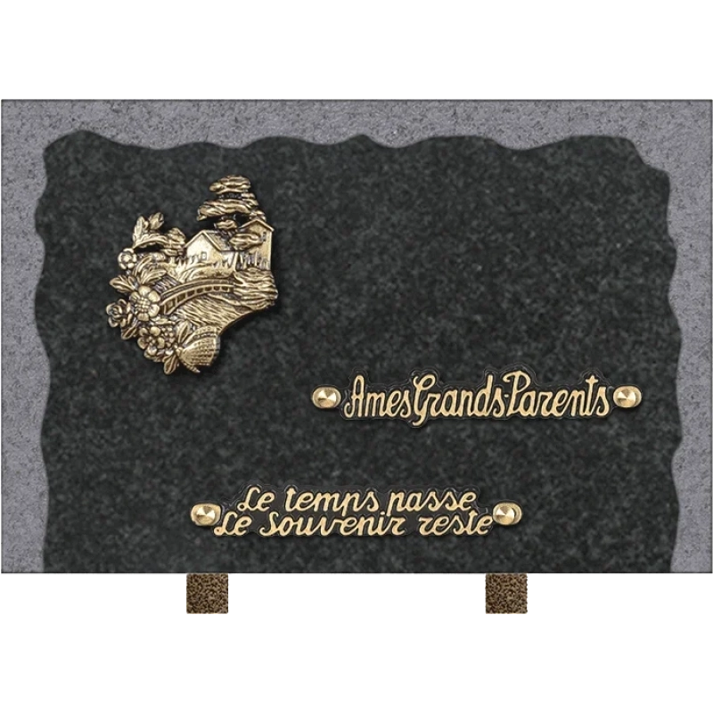 Plaque funéraire granit Fleurs 30x20cm (standard)