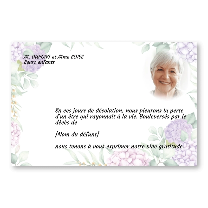 Carte de Remerciement Décès Peinture Aquarelle Hortensia Carte de Remerciement Décès Peinture Aquarelle Hortensia