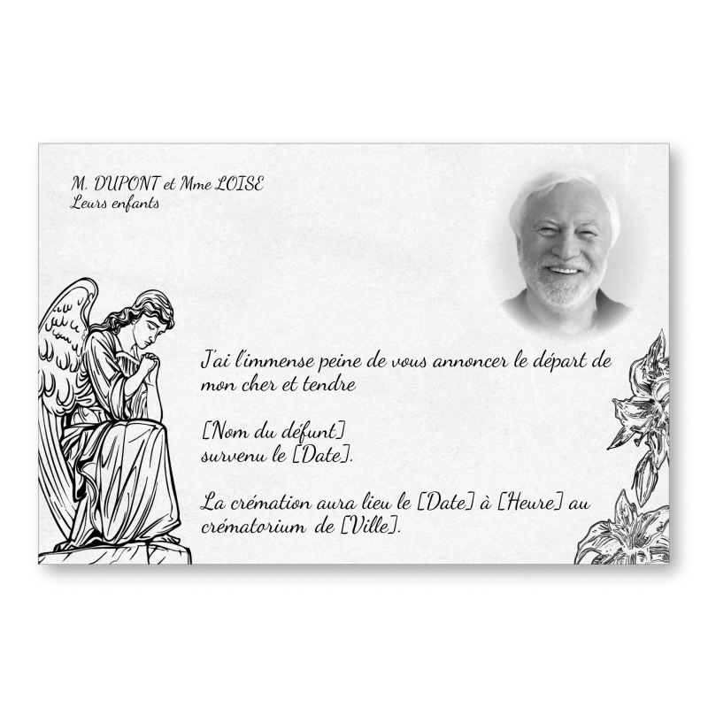 Faire part de Décès Fusain Ange Faire part de Décès Fusain Ange