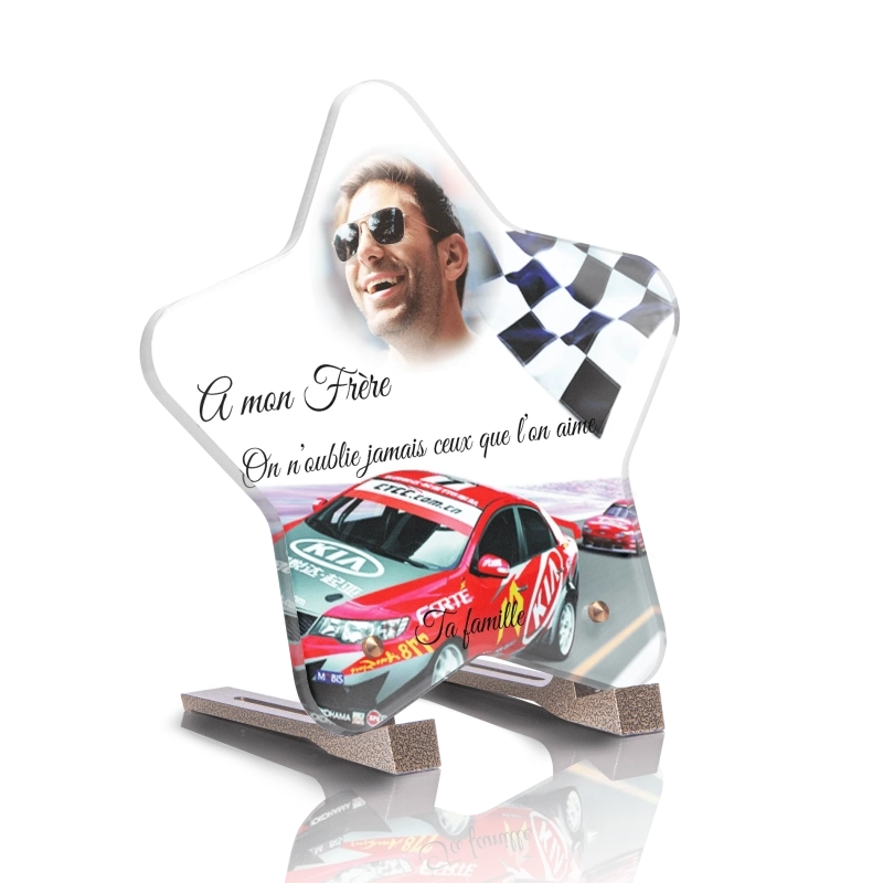 Plaque Tombale Voiture de course rouge Etoile Plaque Tombale Voiture de course rouge Etoile