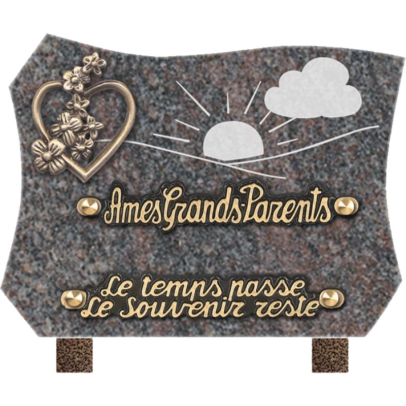 Plaque funéraire granit Forme Coeur Fleurs 20x15 cm (petit) Plaque funéraire granit Forme Coeur Fleurs 20x15 cm (petit)