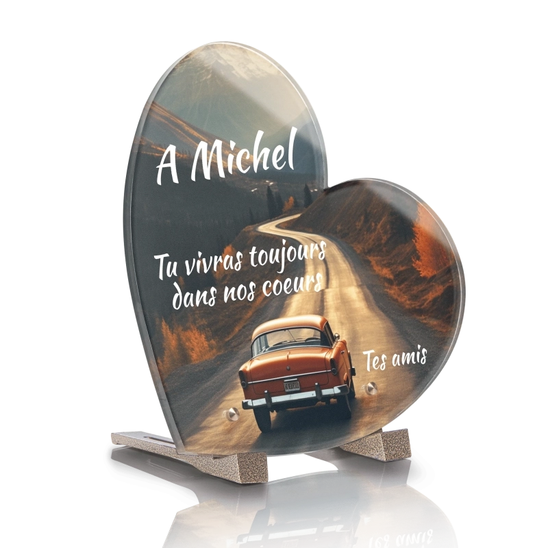 Plaque Funéraire Coeur Voiture Américaine Vintage Plaque Funéraire Coeur Voiture Américaine Vintage