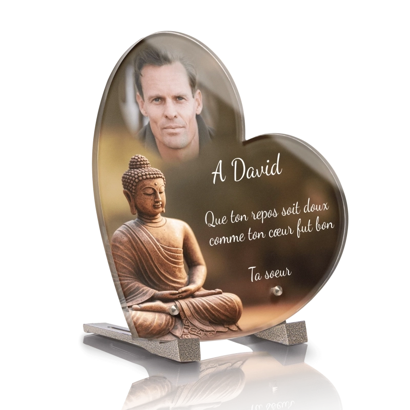 Plaque Funéraire Coeur Zen Bouddha 2