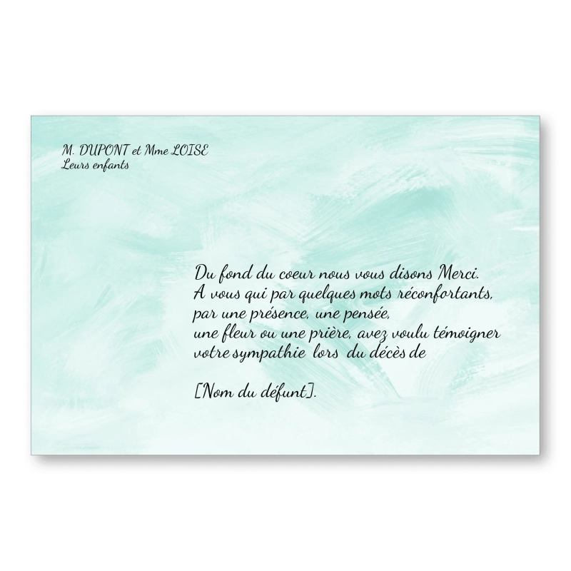 Carte de Remerciement Décès Vert Pastel Carte de Remerciement Décès Vert Pastel