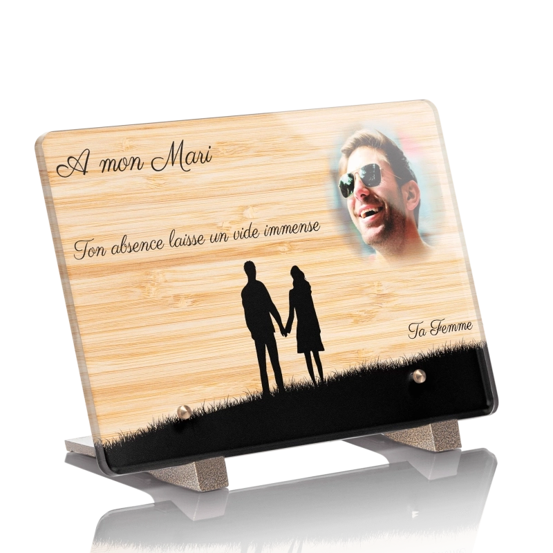 Plaque Funéraire Bois Bamboo Couple Plaque Funéraire Bois Bamboo Couple