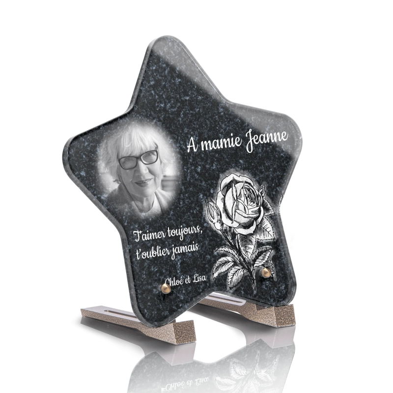 Plaque Funéraire Etoile Rose Monochrome