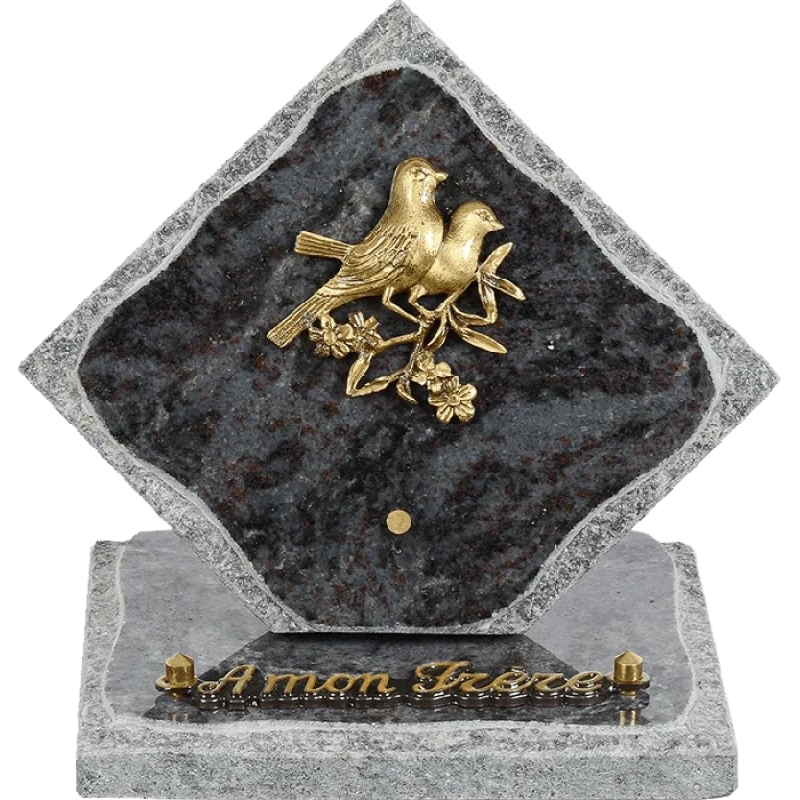Plaque funéraire granit Losange Colombes 15x15 cm (petit)