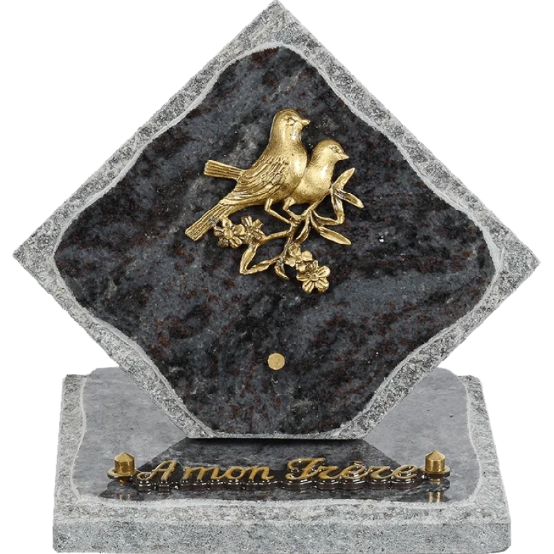 Plaque funéraire granit Losange Colombes 15x15 cm (petit) Plaque funéraire granit Losange Colombes 15x15 cm (petit)