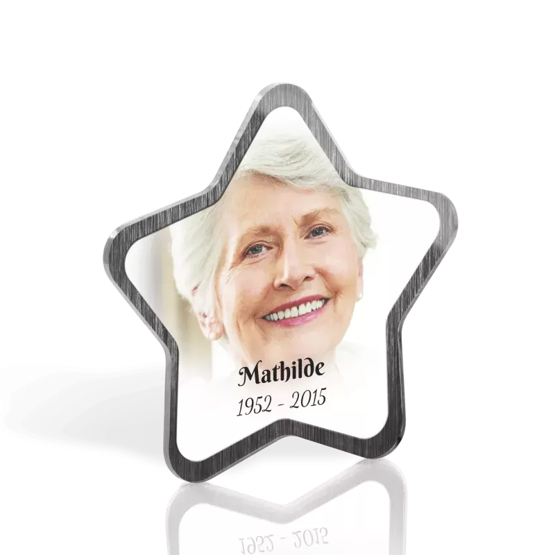 Médaillon Funéraire Etoile Cadre Noir