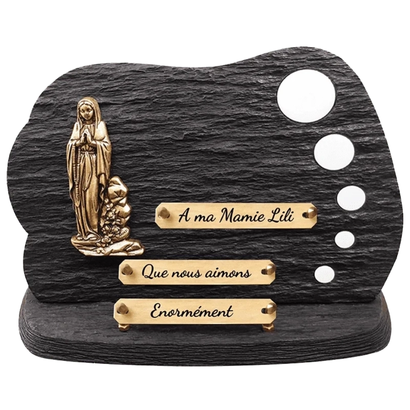 Plaque Funéraire Vierge Marie 2 en Schiste Acrylate