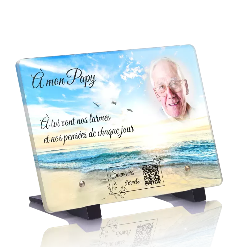 Plaque funéraire QR Code - Océan