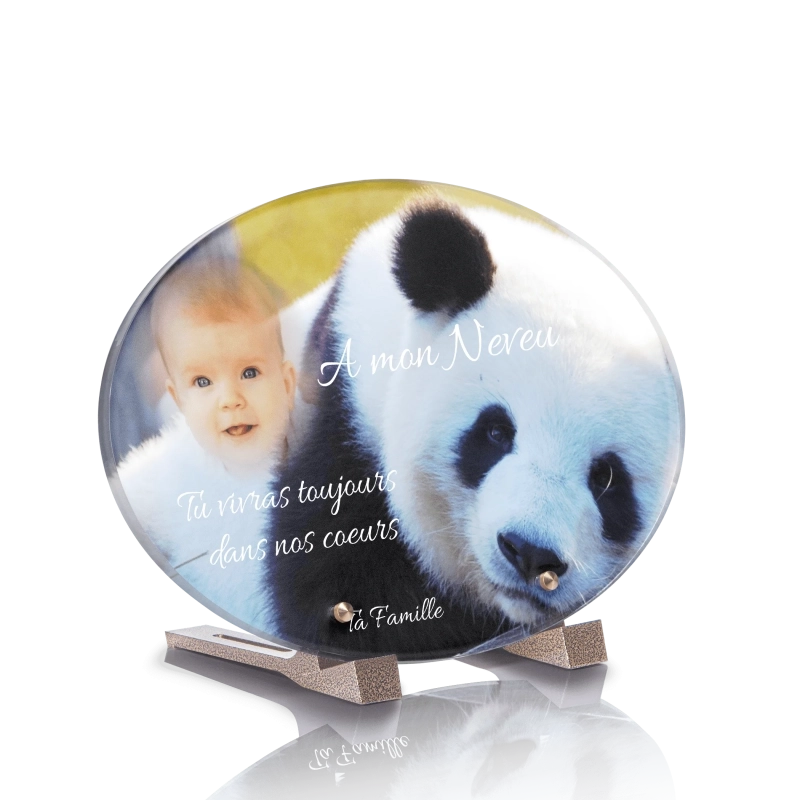 Plaque Tombale Panda Ovale