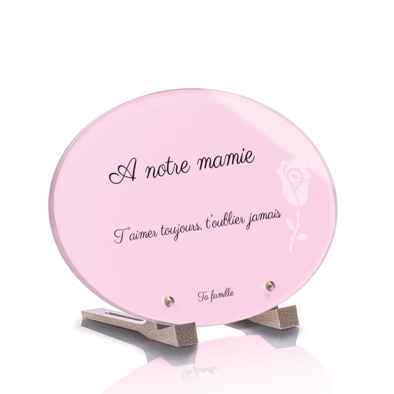 Plaque Décès Ovale Fond Rose