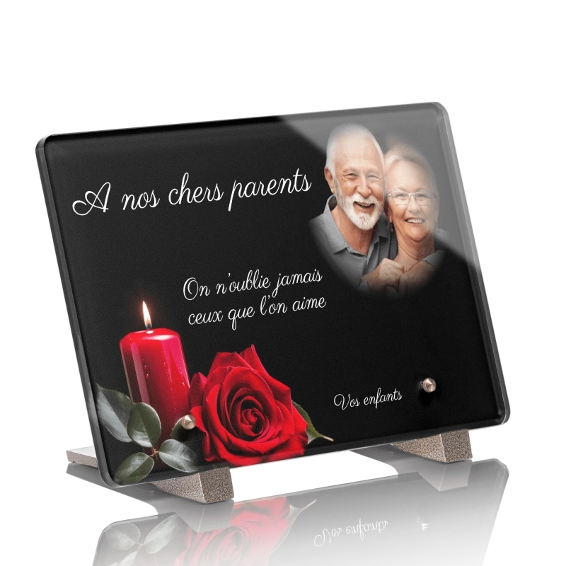 Plaque Funéraire Rose Bougie Plaque Funéraire Rose Bougie