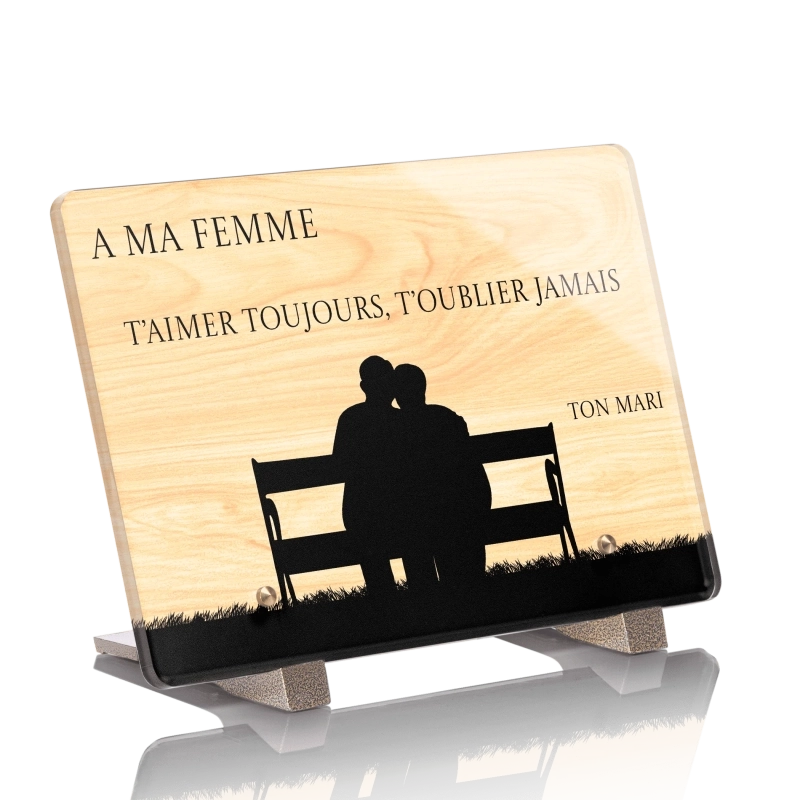 Plaque Funéraire Bois Érable Couple Banc Plaque Funéraire Bois Érable Couple Banc