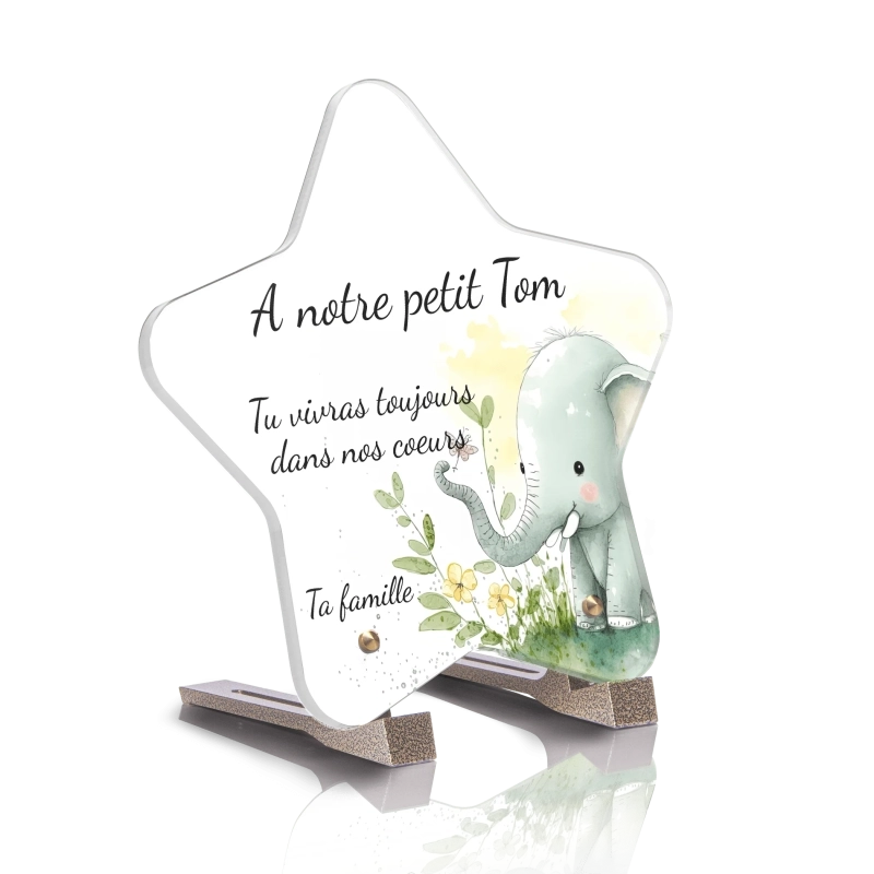 Plaque Funéraire Etoile Enfant Éléphant Aquarelle Plaque Funéraire Etoile Enfant Éléphant Aquarelle