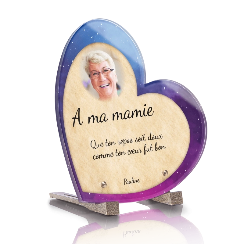 Plaque Funéraire Coeur Poème Etoiles