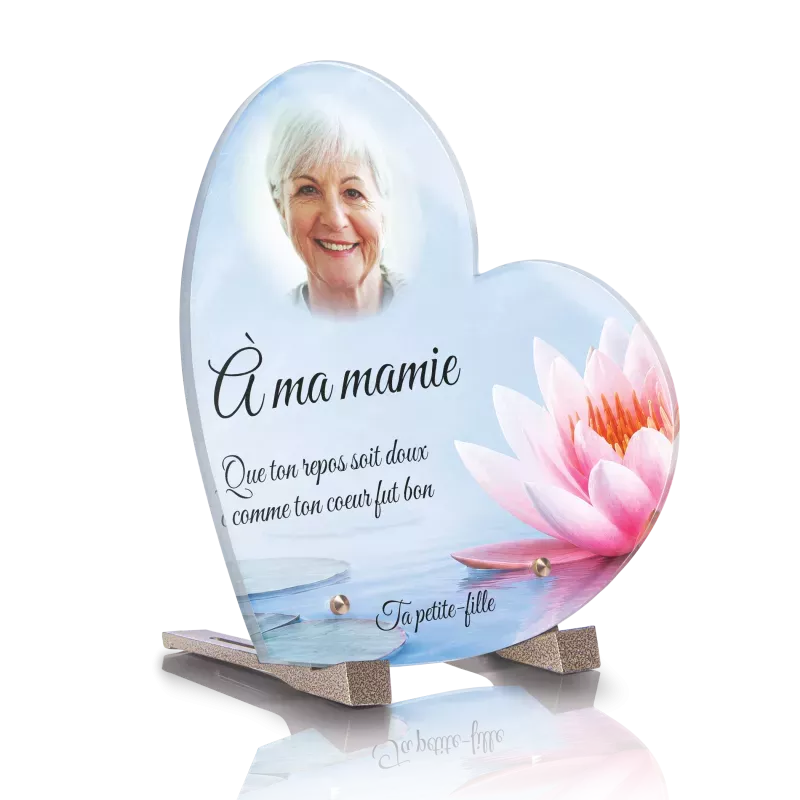Plaque funéraire Coeur Lotus et Nénuphar