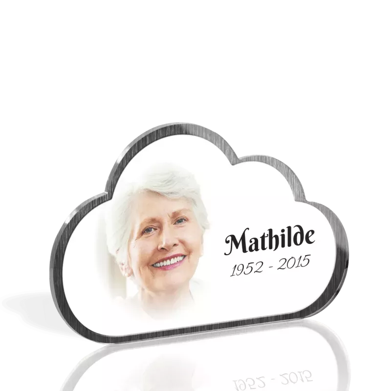 Médaillon Funéraire Nuage Cadre Noir