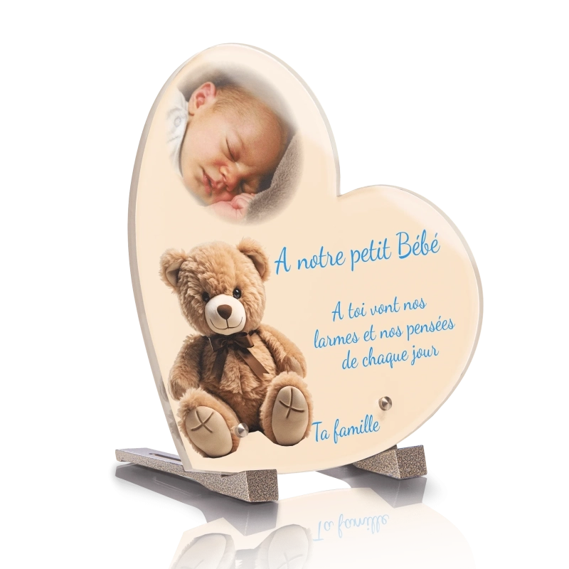 Plaque Funéraire Coeur Enfant Ourson Peluche Plaque Funéraire Coeur Enfant Ourson Peluche