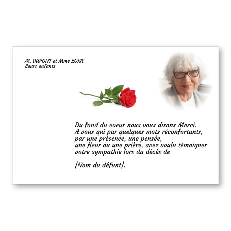 Carte de Remerciement Décès Rose Rouge Carte de Remerciement Décès Rose Rouge