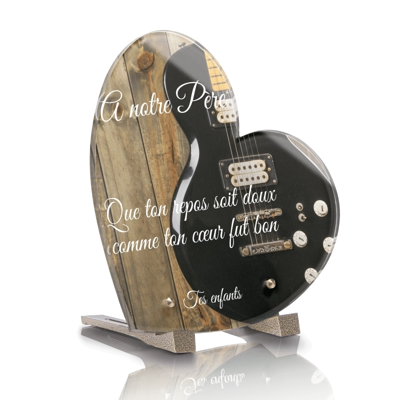 Plaque Funéraire Coeur Guitare 2