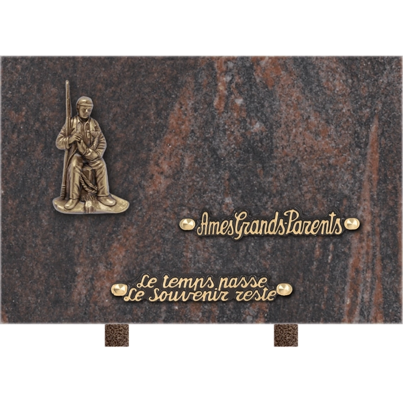 Plaque funéraire granit Pêcheur 30x20cm (standard)