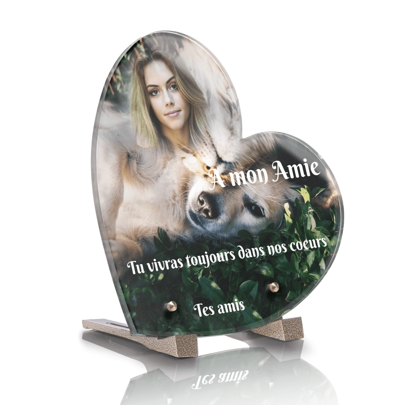 Plaque Funéraire Coeur Chien et Chat Plaque Funéraire Coeur Chien et Chat