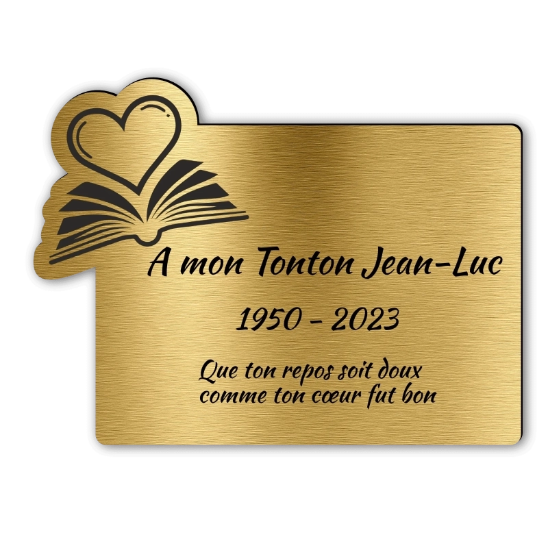 Plaque Funéraire Gravée Forme Coeur Livre Plaque Funéraire Gravée Forme Coeur Livre